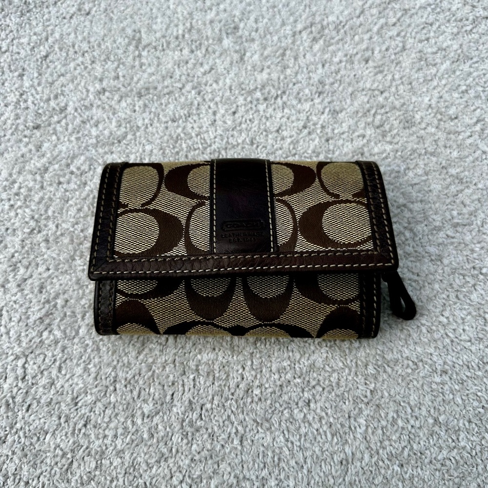 Coach Signature Brown and Tan Wallet